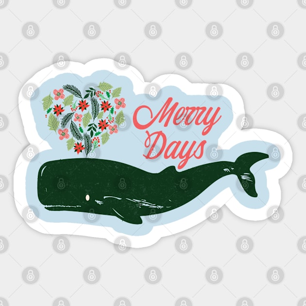 Merry Days Festive Holiday Whale Sticker by SharksOnShore